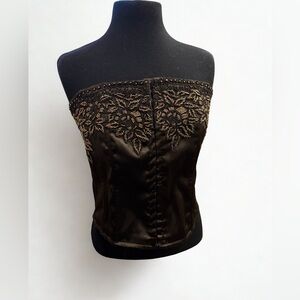 Costa Blanca Brown Strapless Embroidered Bustier